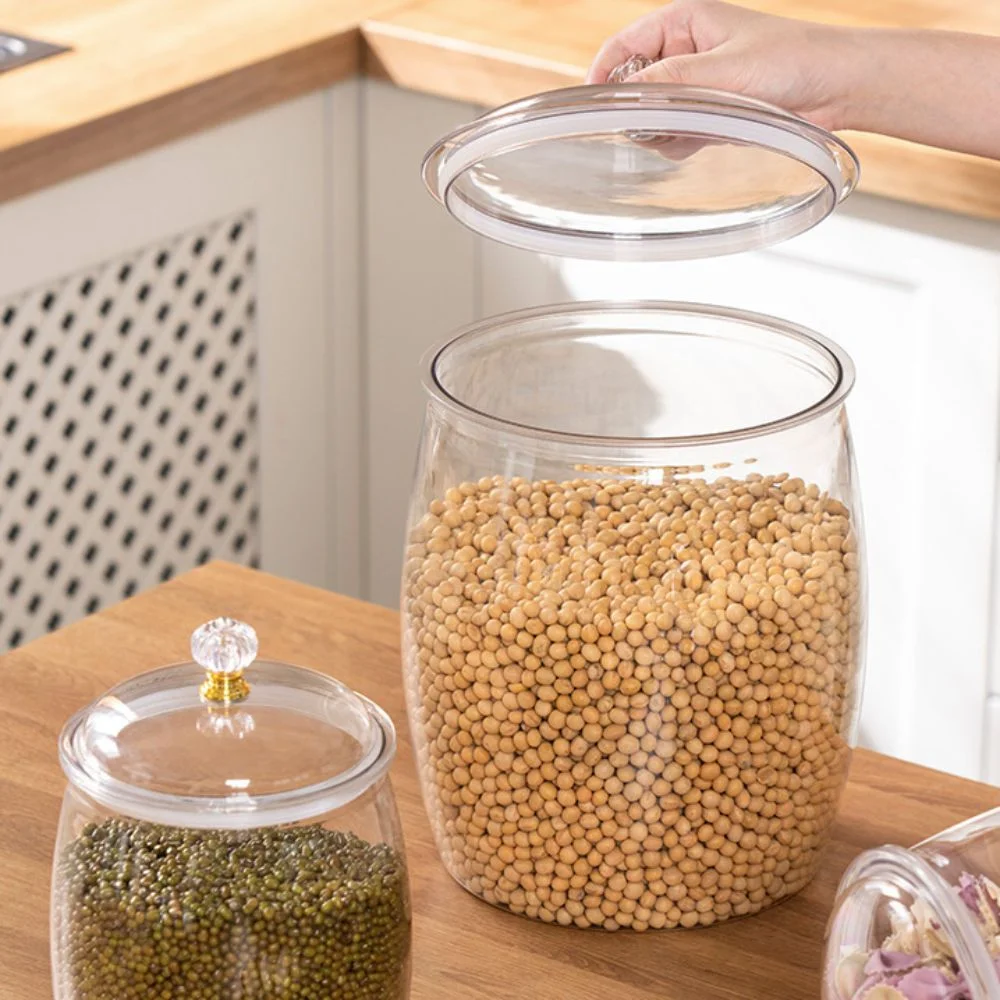 

Multifunctional Transparent Cereals Storage Jar with Lid Large Capacity Grains Storage Box Sealed Plastic Candy Jar Cookie