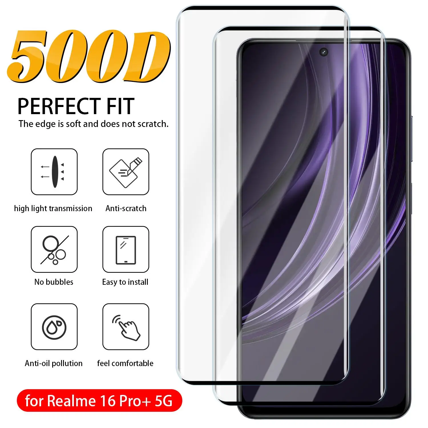 

3D Curved Tempered Glass Screen Protector For Realme 16 Pro+ 5G Phone HD Clear Anti-scratch Protective Glass Films