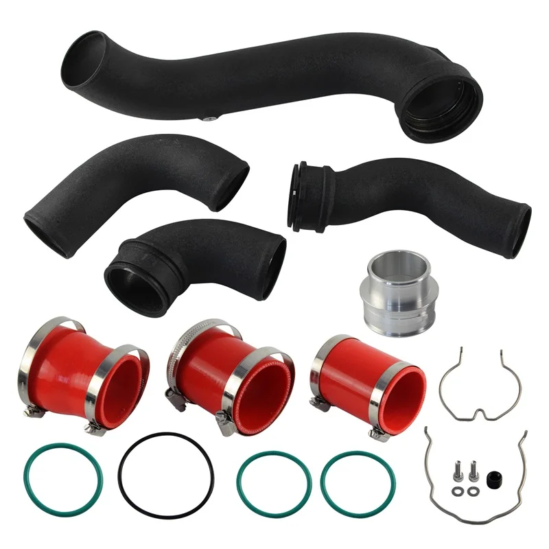 Aluminium Super Charge Pipe Kit Voor BMW N55 E8X E9X E82 E88 E90 E91 E93 135i 335i 1-Serie 3.0 Turbo 2006-2015 Zwart/Rood Rimpel