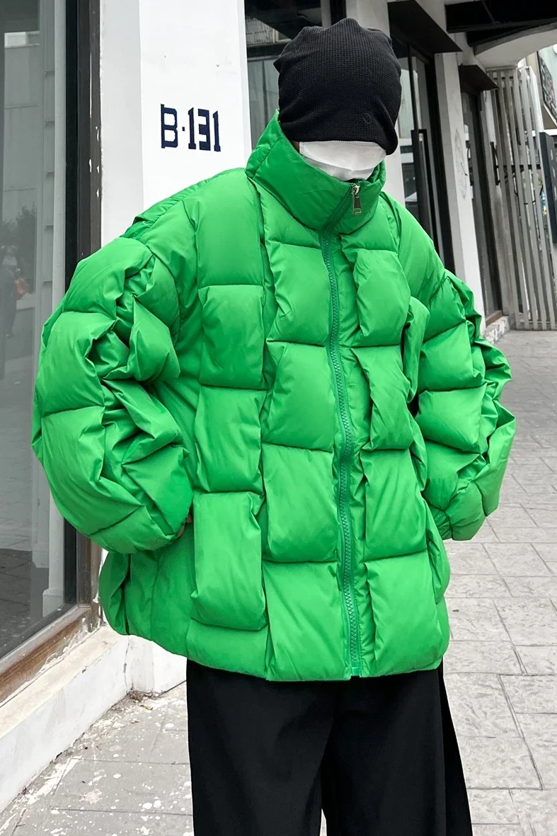 Moda coreana masculina grossa parkas de inverno, corta-vento com gola sólida, jaqueta acolchoada de algodão, casacos masculinos, 2023