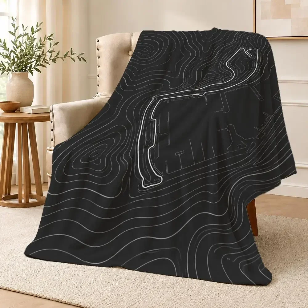 Topography Throw Contour Line Map Outdoor Adventure Pattern Throw Soft Flannel Throw Blanket Warm for Couch Bed Sofa Cozy