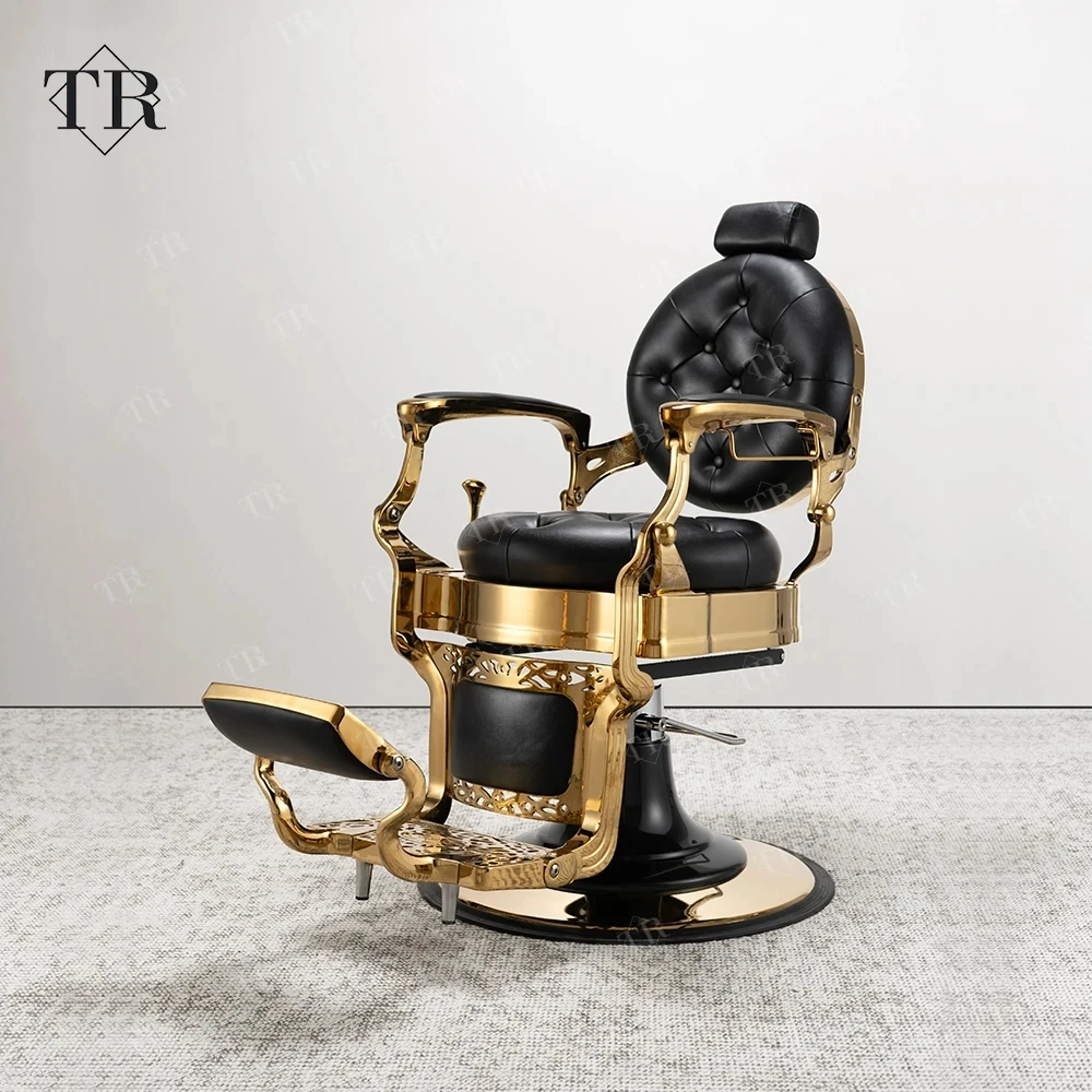 

Luxury Hair Salon Barber Chair Black And Gold Hairdressing Chairs Gloden Hairdresser Shaving Hair Cutting Barbering Armchair