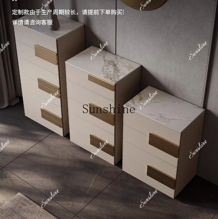 

luxury, modern bedroom against the wall, six-bucket cabinet, drawer cabinet, rock slab, multi-functional solid wood storageP