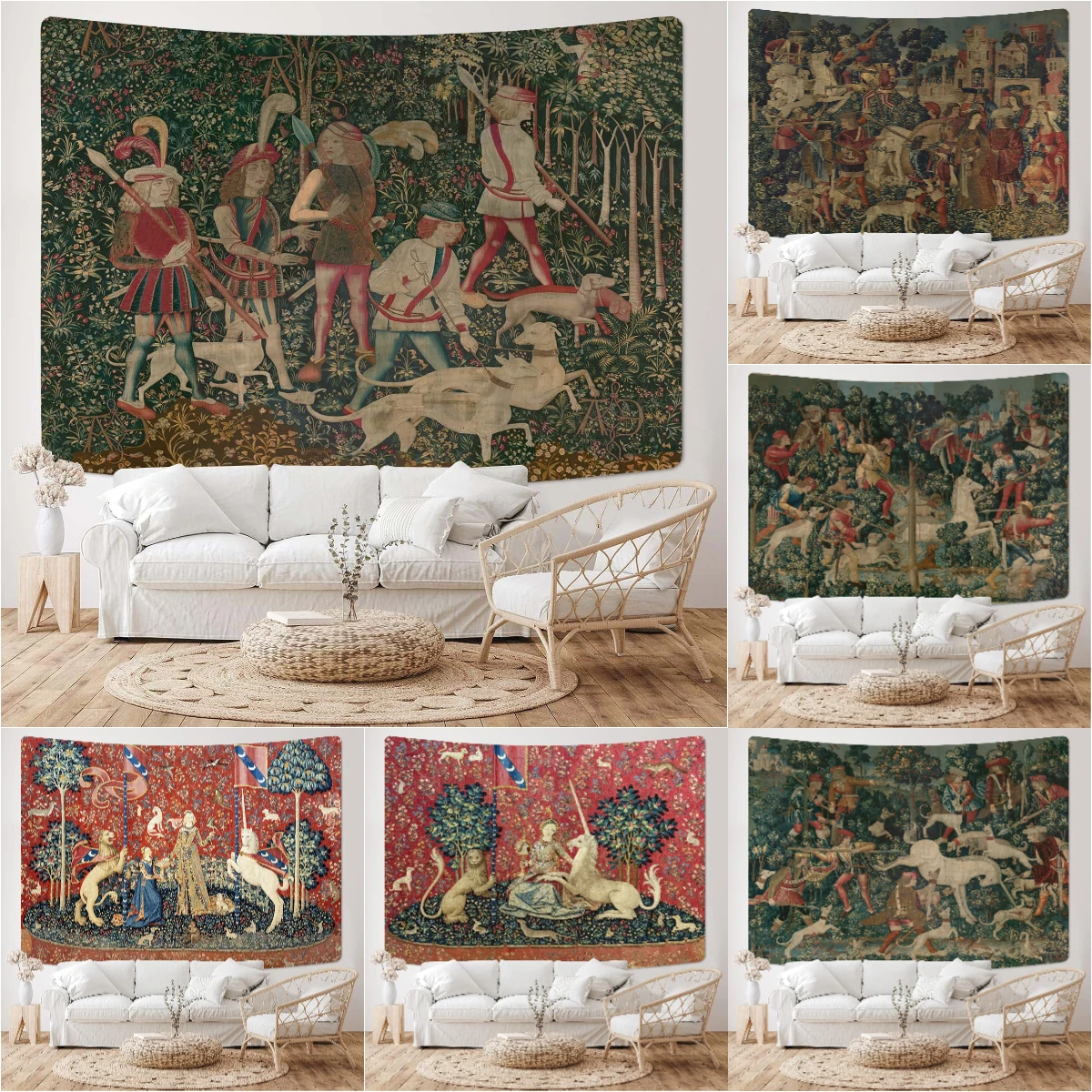 

Medieval Tapestry European Royal Tapestries Lady Wall Hanging for Bedroom Living Room Apartment Dorm Decor Boho Beach Towel