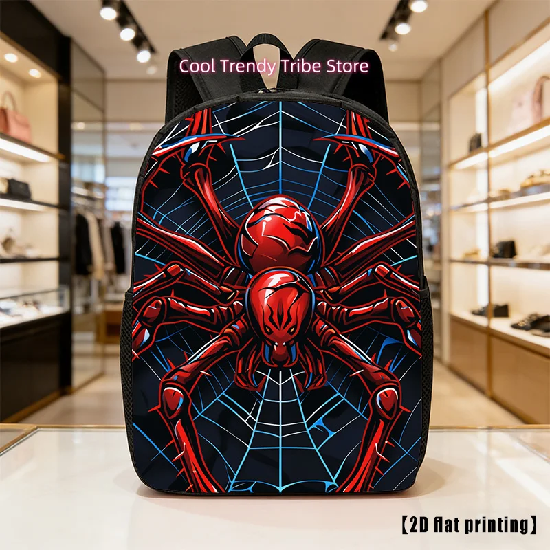 Red Spider, Lightweight, Large-capacity Unisex Backpack with Adjustable Shoulder Straps, Side Pockets, Suitable for Casual Wear,