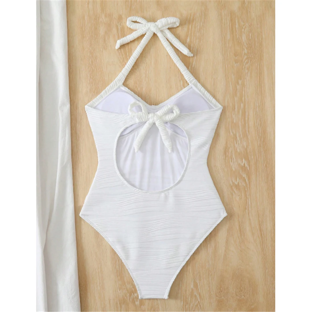 S - XL, Badeanzug mit Wellenmuster, Metallstern-Design, Damen-Badebekleidung, einteiliger Badeanzug, Damen-Badeanzug mit hohem Beinausschnitt, Monokini, Badeanzug, Modell V7850. – Detail 3