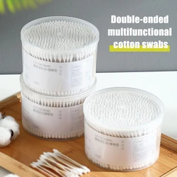 500PCS Disposable Cotton Swab Box With Double End Round Head For Makeup And Makeup Removal Daily Cleaning Pet Care Multi-purpose