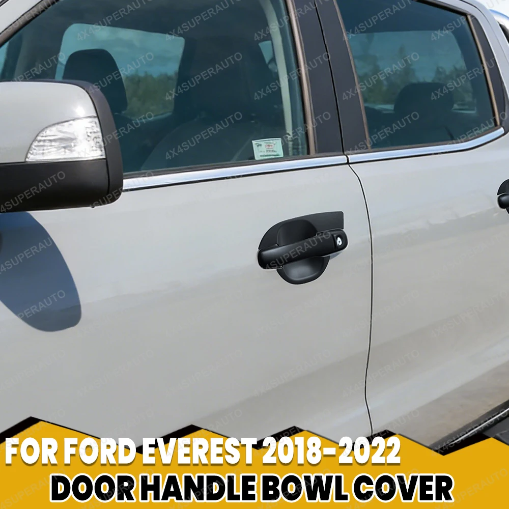 Pour Ford Everest 2018-2022, couvre-couverts de poignée de porte, noir mat sport, protection de poignée de porte de voiture, accessoires de voiture tout-terrain