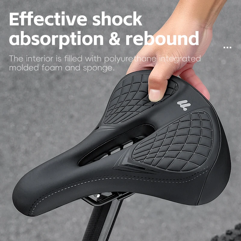 WEST BIKING Comfortable Mountain Bike Saddle With Taillight Spring Shock Absorbing MTB Electric Scooter E-Bike Seat BMX Parts