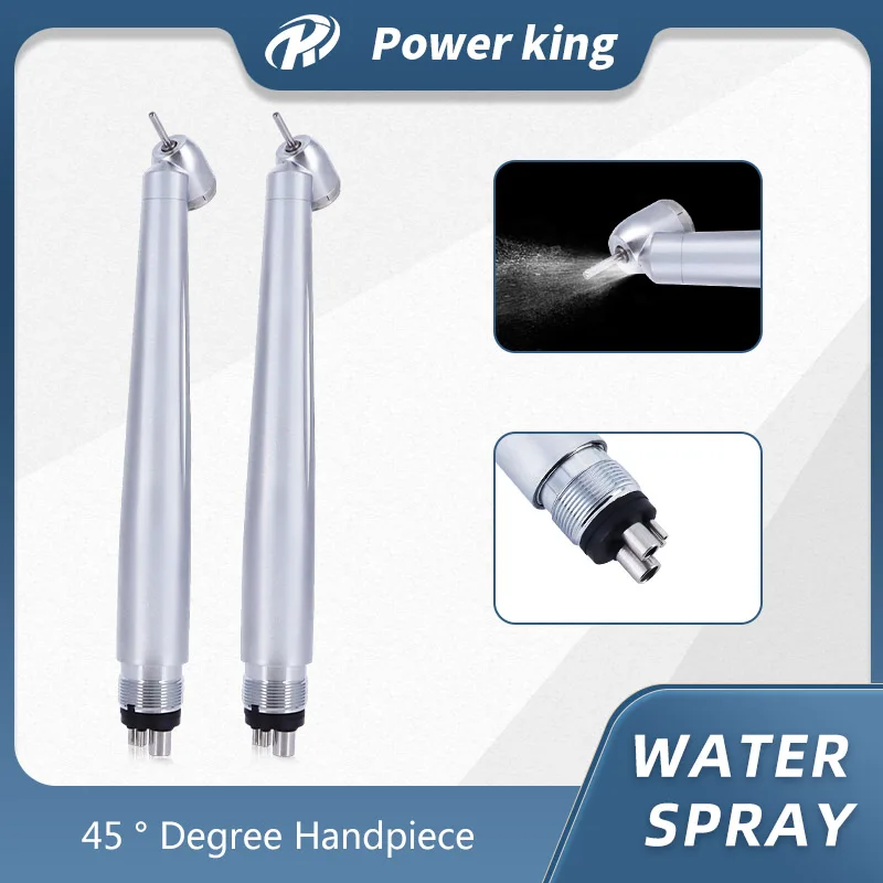 

45 Degree Handpiece Dental High Speed Water Spray E-generator Push Button Type Stainless Steel 2hole 4hole