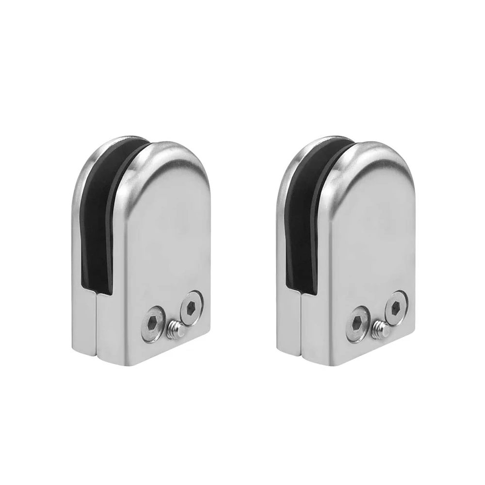 -AT37 4 pièces en acier inoxydable rond plat dos verre pince support en verre réglable pour Balustrade escalier main courante (8-10Mm)