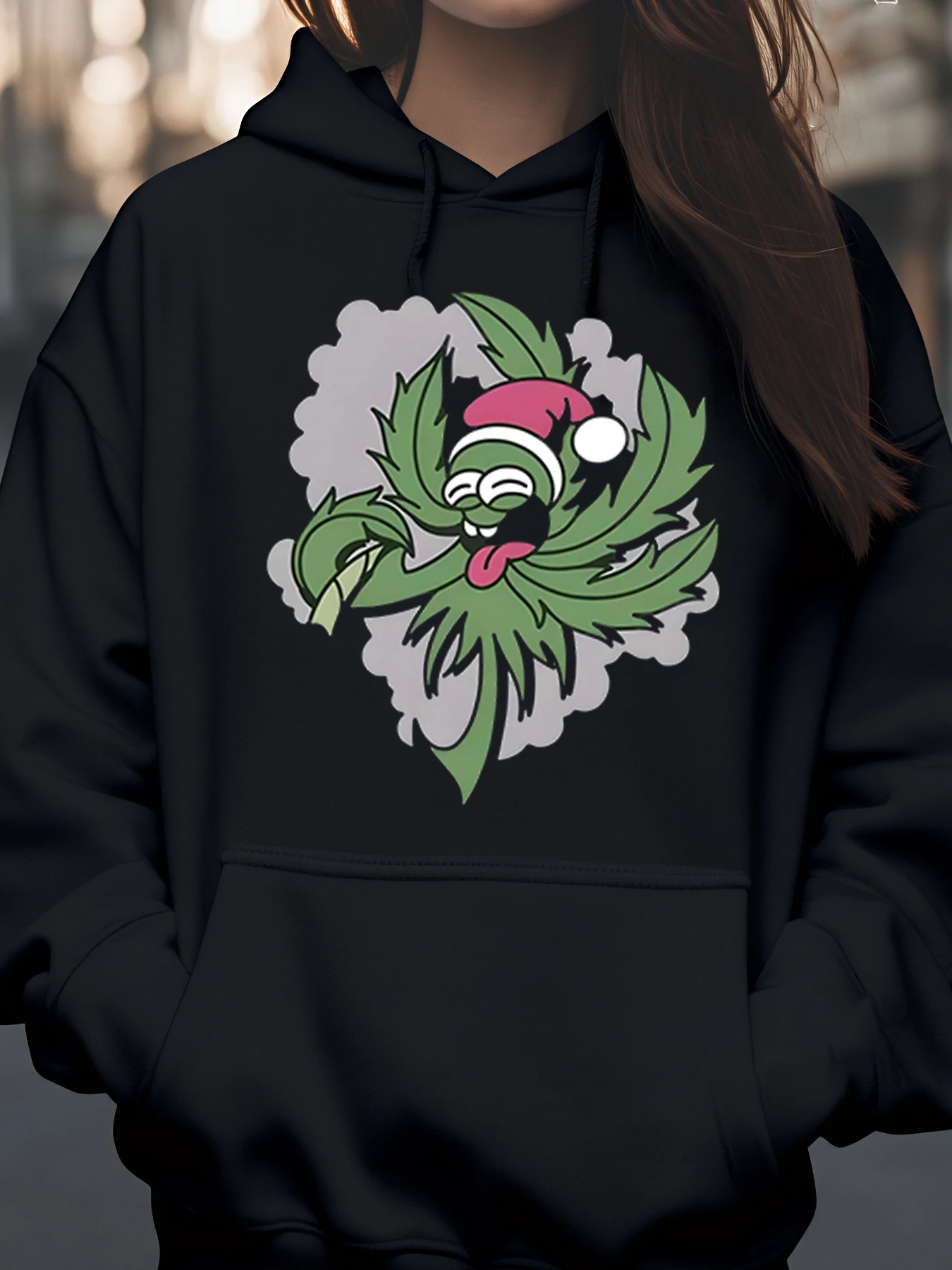 

Рождественская толстовка с капюшоном Cannabis Plant Santa, повседневная одежда для женщин и мужчин