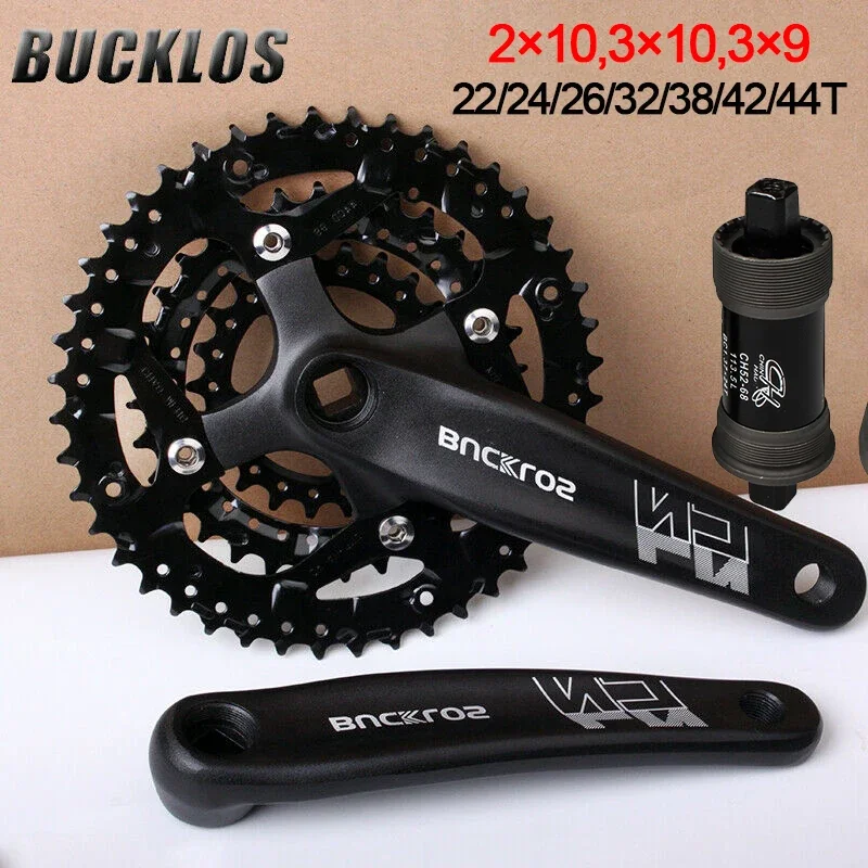 BUCKLOS 3*9S 3*10S MTB Crankset Double/triple Speed Bicycle Crank Set Square Hole Crank 104/64BCD Bike Chainring for Shimano