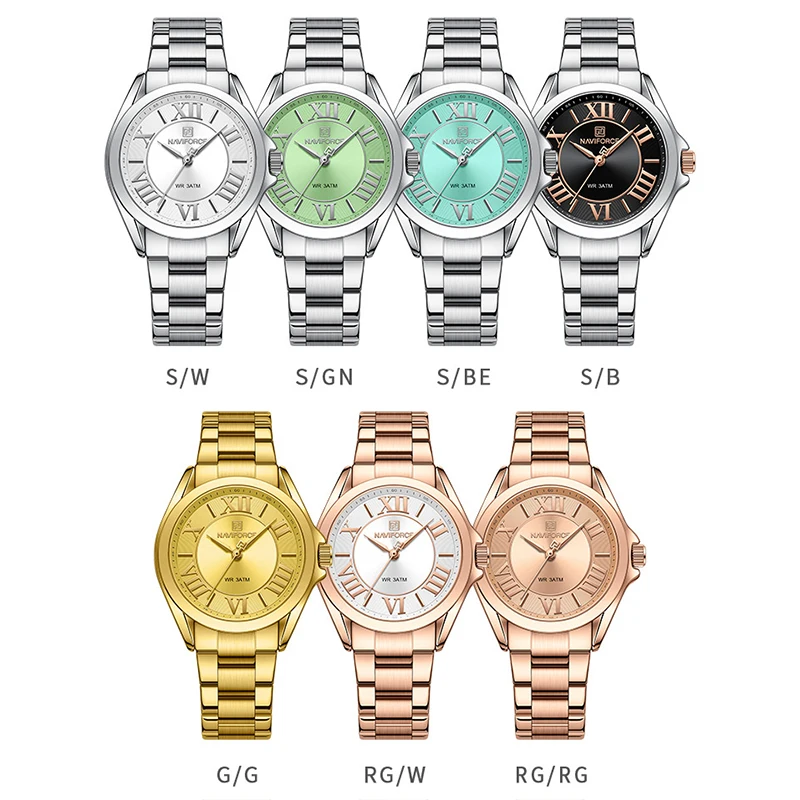 Top Brand NAVIFORCE Women Quartz Watches Luxury Fashion Waterproof Wristwatch Stainless Steel Band Girl Clock Girlfriend Gift