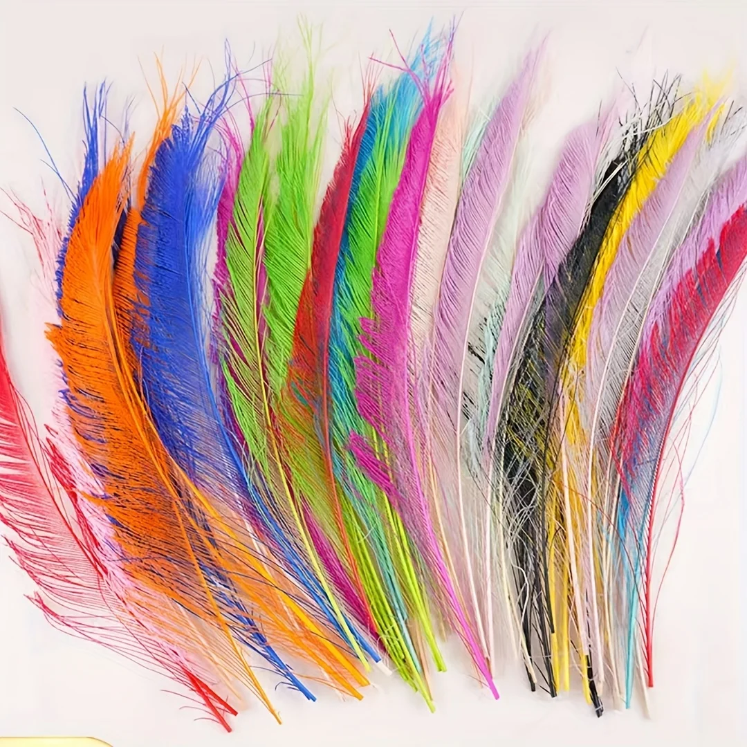Wholesale 25-35cm Peacock Feather Sword Dyed Feathers for DIY Decoration Peacock Edge Wing Floral Insert Cat Toy Craft Supplies