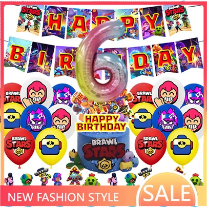 6 Years Cartoon Birthday Party Decorations Keychain Supplies Balloons Anime Figures Disposable Tableware Sets For Kids Gift Cup