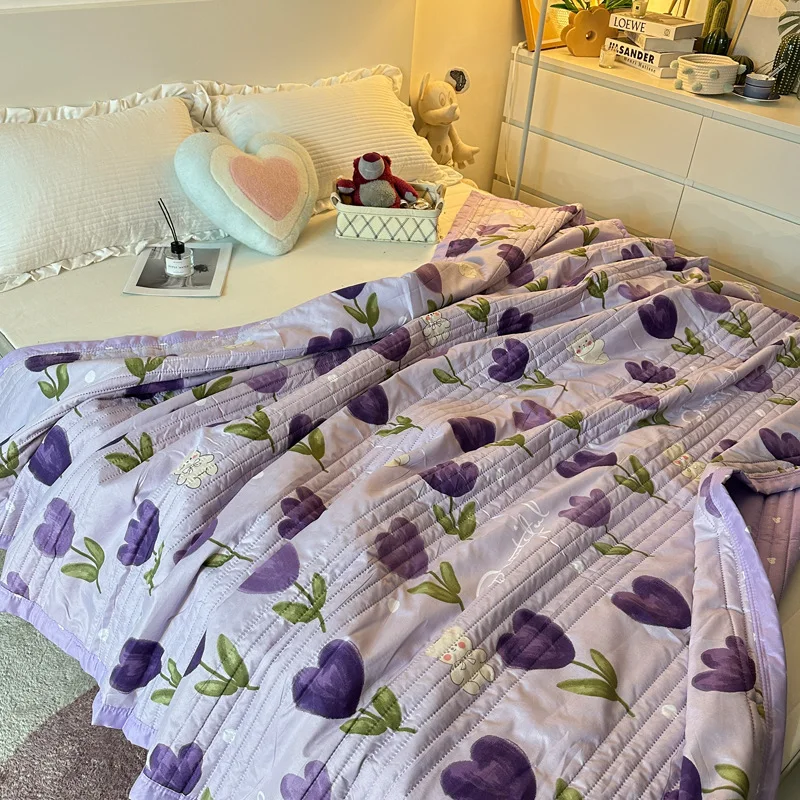 

Soft Skin Summer Air Conditioning Quilt 180/200CM Quilts Lightweight Breathable Thin Comforter Washable Single Double Blanket