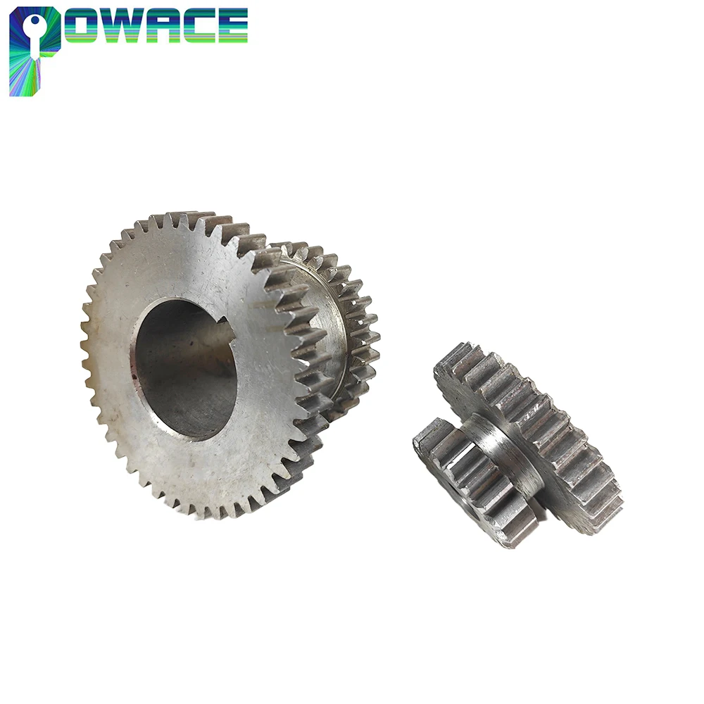 

Stainless Steel 2pcs High low Metal Blackening Lathe Main shaft Spindle Transmission Speed Gear CJ0618 Teeth T43xT31 T30xT18