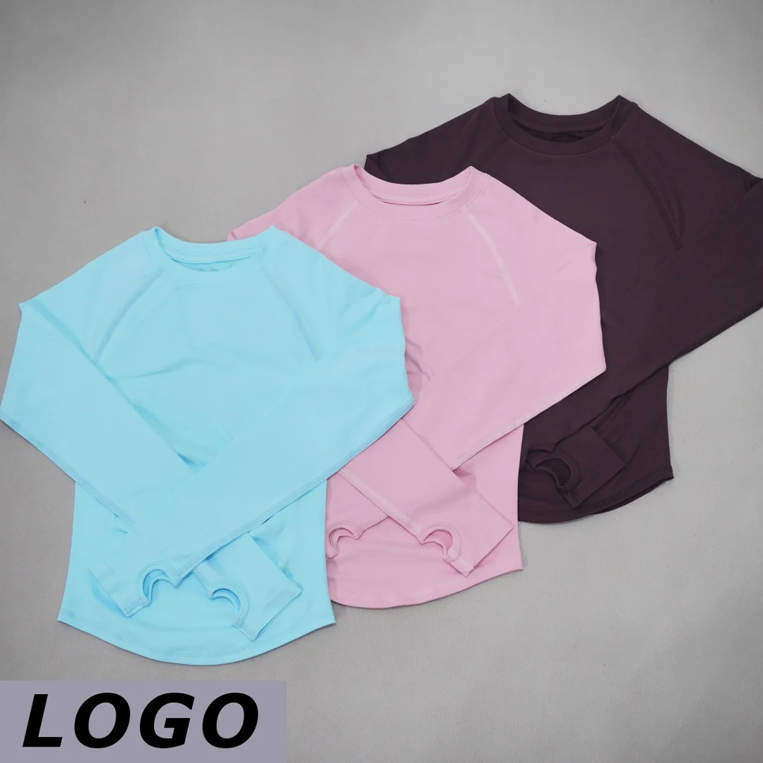 DF-LOGO Women Seamless Long Sleeve Compression Yoga Top Tummy Control Slim Fit Quick Dry Breathable Elastic Gym Running Workout
