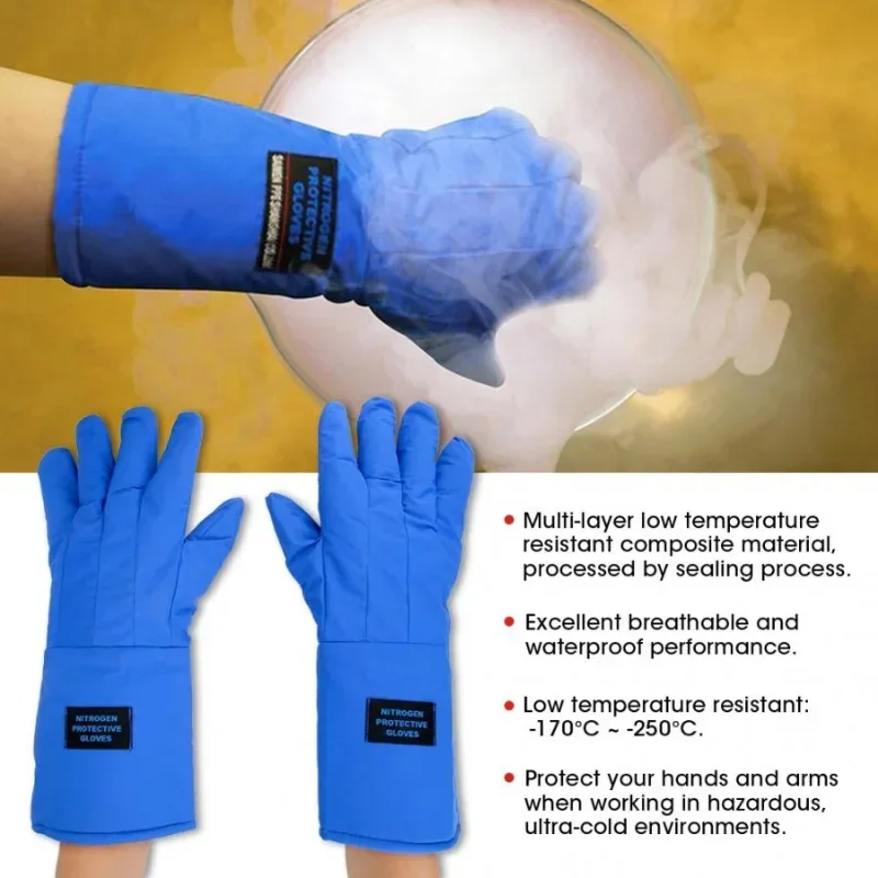 38cm Long Cryogenic Gloves Waterproof Low Temperature Resistant Liquid Nitrogen Liquid Nitrogen Gloves Protective Gloves