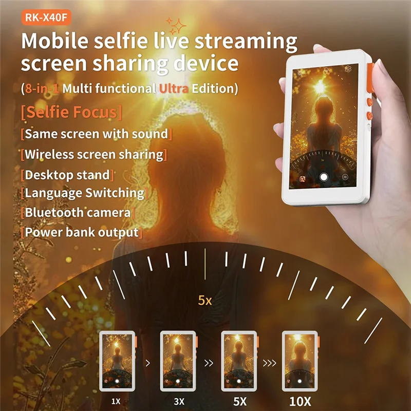 

A99E-Versatile RK-X40F Magnetic Phone Selfie Monitor Screen For Smartphone Rear Camera Selfie Vlog Live Stream