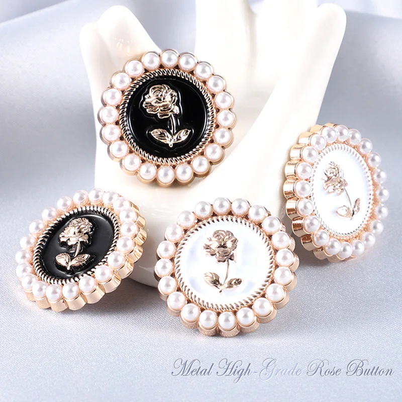 10pcs/Pack Fashion Pearl Button High end Metal Retro Sweater cardigan Versatile Clothes Cashmere Coat High end Button
