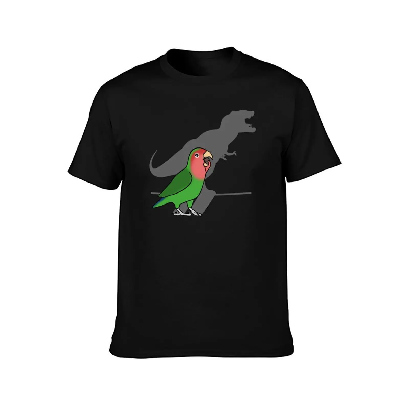 T-Rex Shadow Rosy faced Green Lovebird T-Shirt Big and Tall Crew Neck Tee