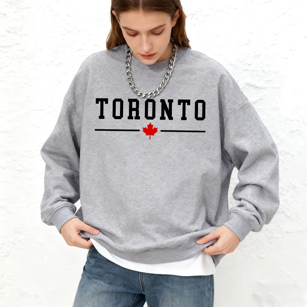 Toronto Canada Letter Prints Dames Sweatshirt Winter Oversized Hoodie Sport Crewneck Warme Jogging Pullover Basics Dameskleding