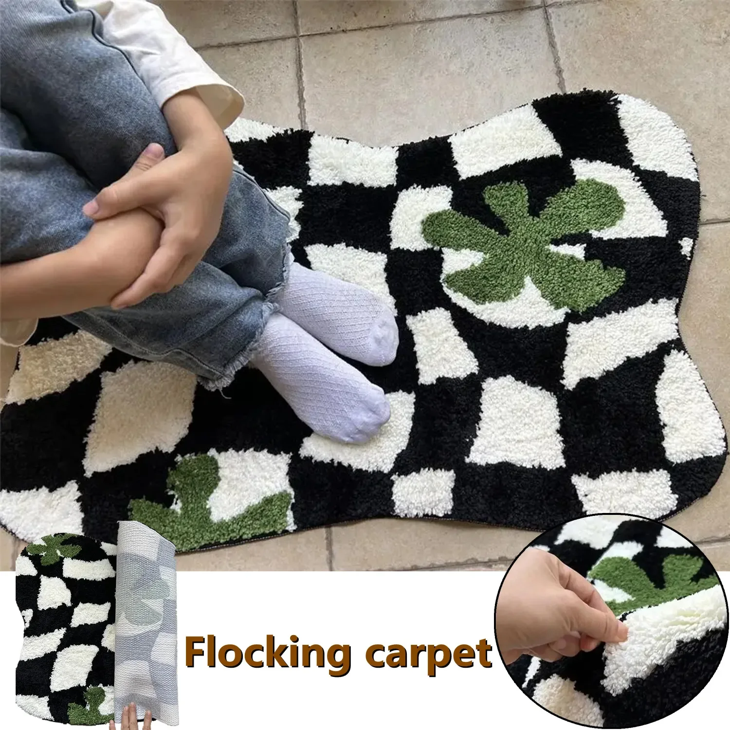 Irregular Tufting Rug DoorMat Soft Thick Fluffy Tuftted Carpet Non-Slip Abosrbent Bathroom Floor Mat Bedroom Toilet Door Carpet