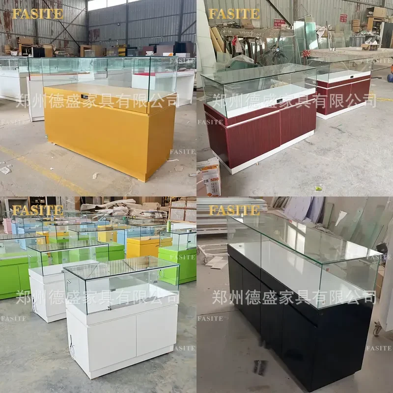 For Creative Painted Glass Display Cabinet High End Jewelry Silver Jade Showcase Furniture Home Store Decoration Storage