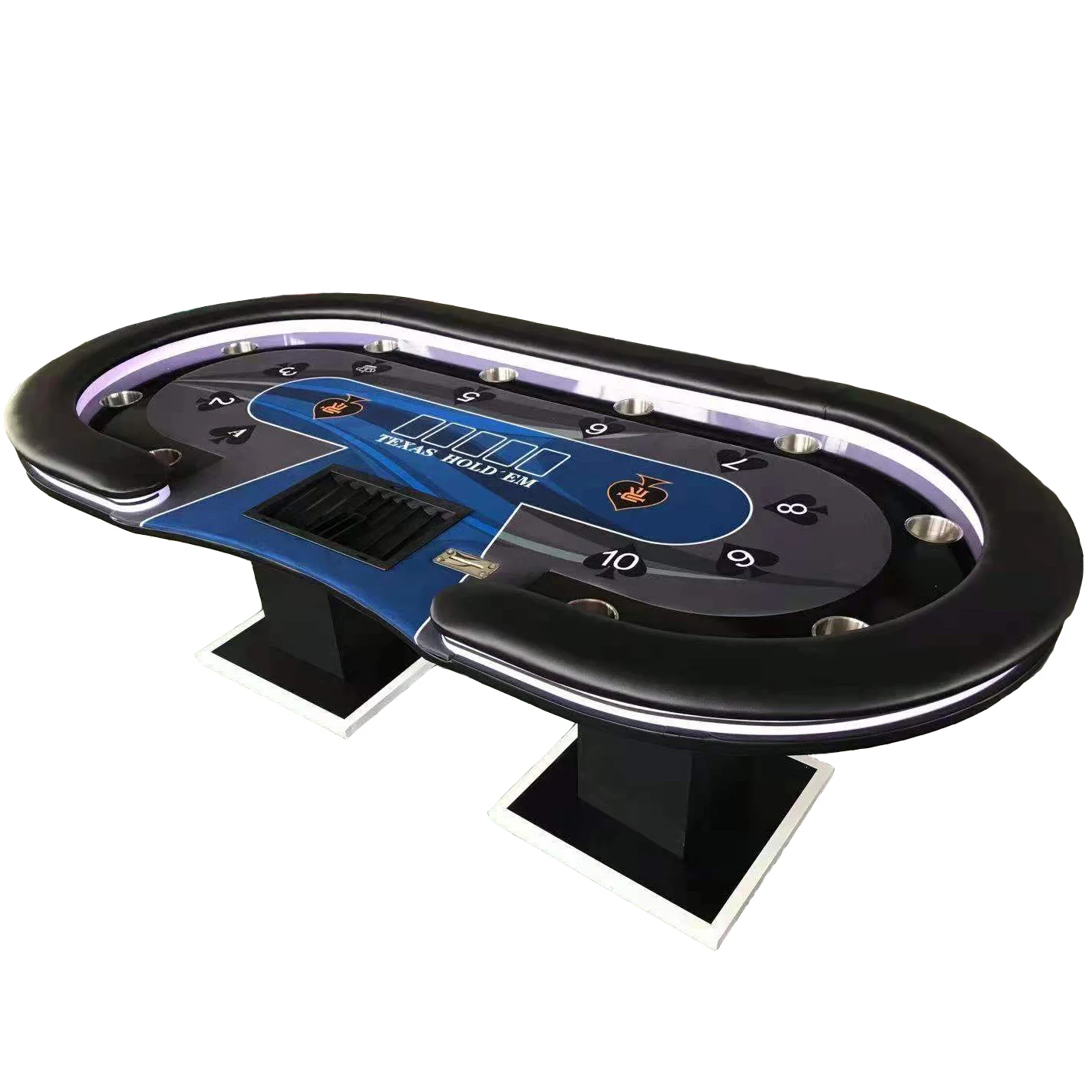 LED Poker Table Square Leg Custom Casino Table