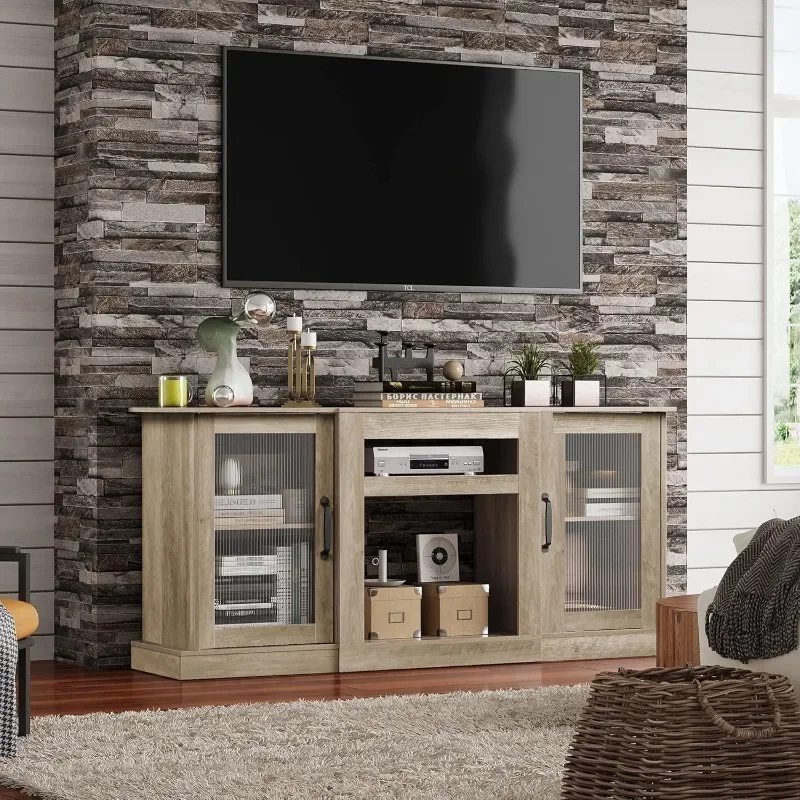 TV Stand for 65 inch TV, TV Console Cabinet with Storage, Open Shelves Entertainment Center for Living Room and Bedroom