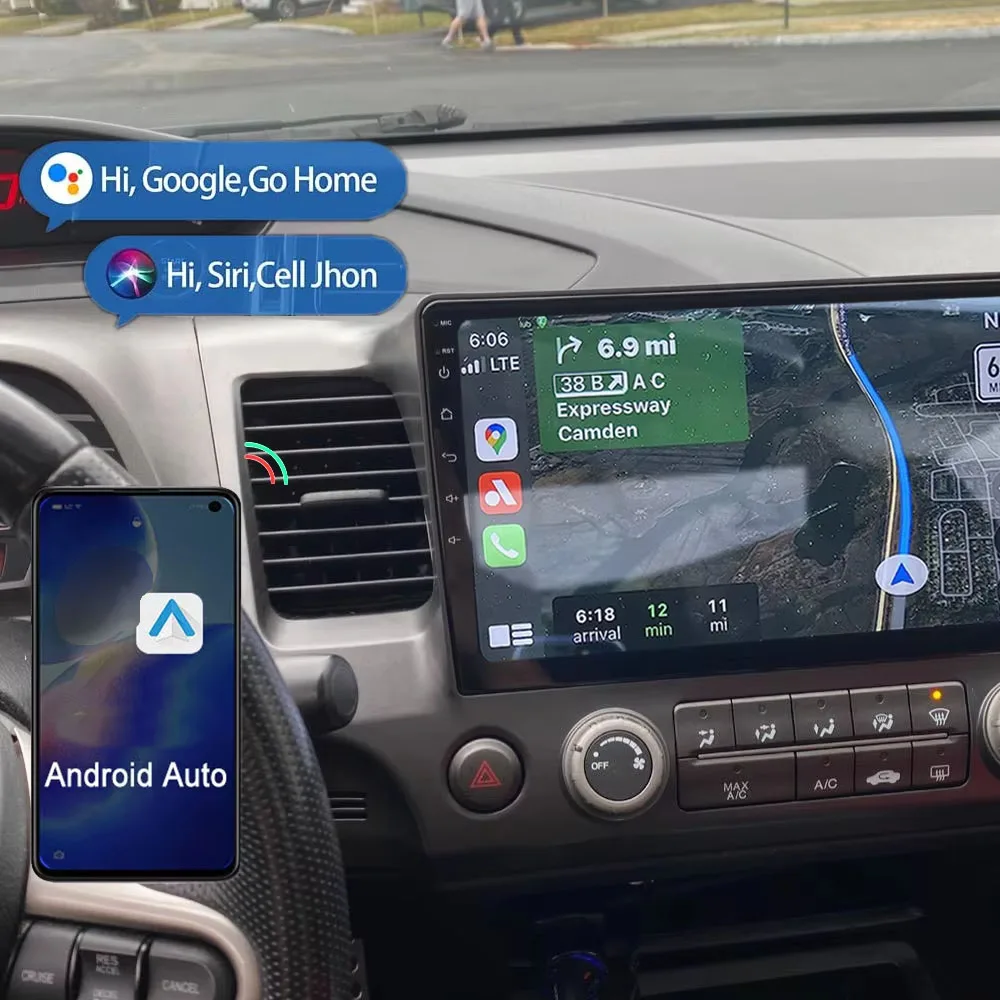 2+32G Car Radio for Civic 2006-2011 10 inch Android13 Touch Screen Stereo fit for Carplay/Android Auto/SWC/WiFi/GPS Navigation