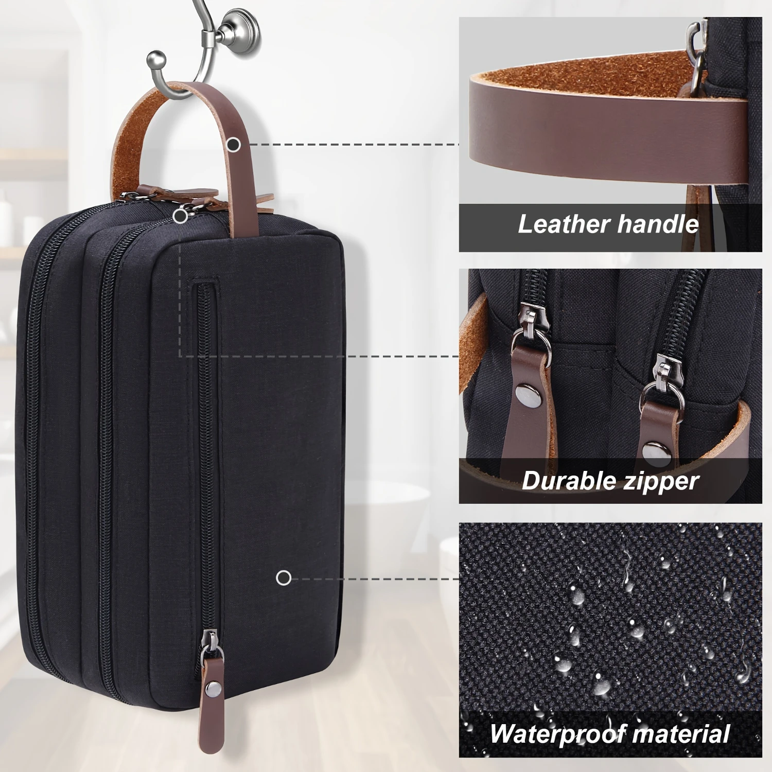 Hanging Toiletry Bag Travel Cosmetic Organizer Bag Waterproof Bathroom Dopp Kit Shower Bag for Women and Men