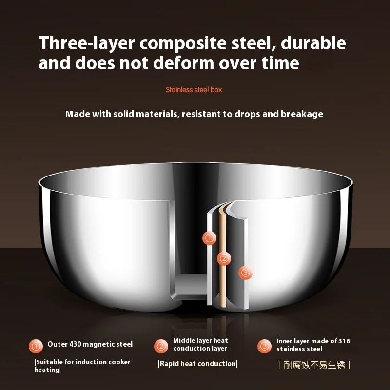 304 Food Grade Stainless Steel Dough and Egg Beating Bowl Big Capacity Heavy Bowl and Fermentation Bowl for Household Baking