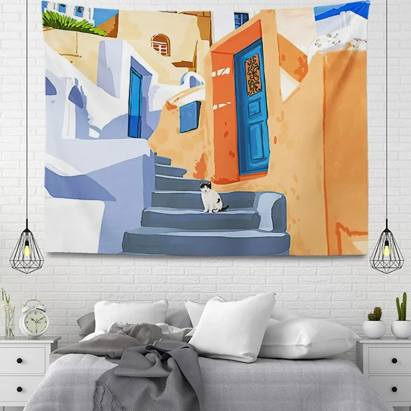 Cartoon Alley Street Pattern Tapestry Home Wall Decoration Tapestry Office Living Room Tapestry