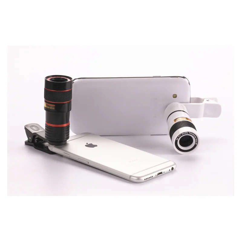 Universal Phone Lens with Clip 8X Zoom Phone Camera Telephoto Lens Monocular Telescope Phone Universal Optical Telescope Len Kit
