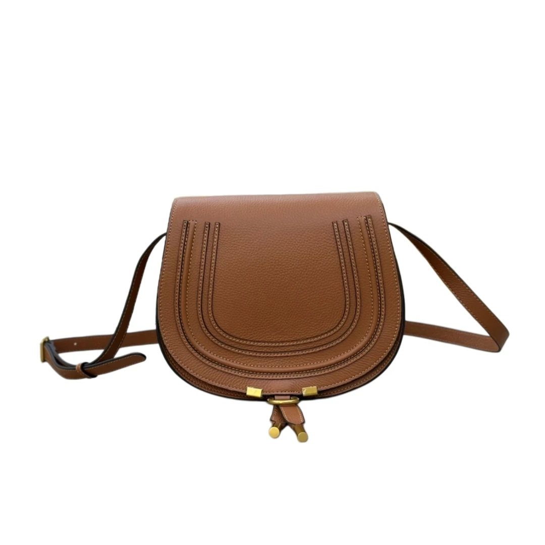 Klasyczna torebka crossbody ze skóry naturalnej w stylu vintage z frędzlami, damska torebka na ramię, klasyczna torebka z przeszyciami w kształcie litery U. — 2