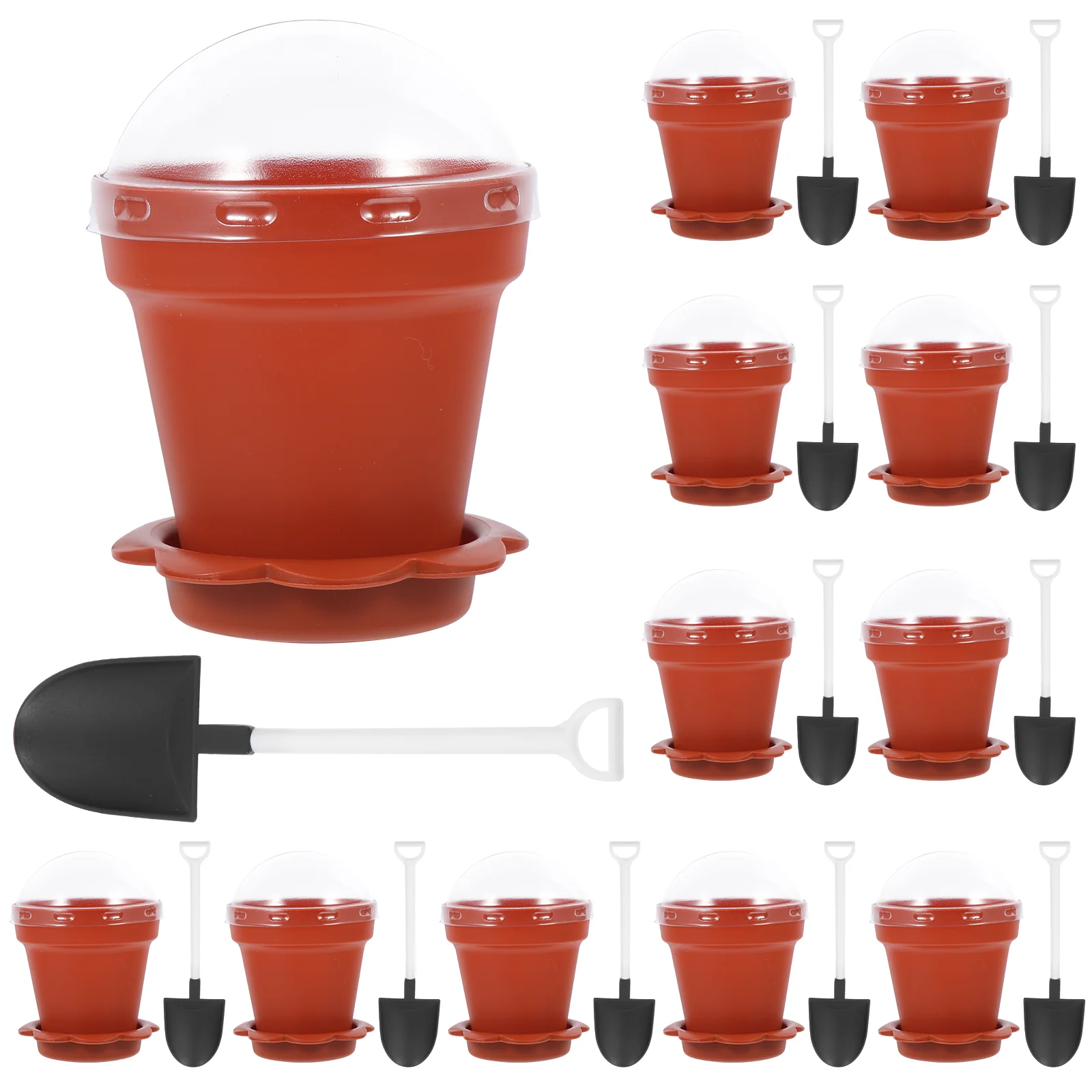 20 Sets Plant Nursery Pot Jelly Flowerpot Shaped Cups Plastic Yogurt Decorate Parfait Dessert Soda Glass Mini Pudding Cake