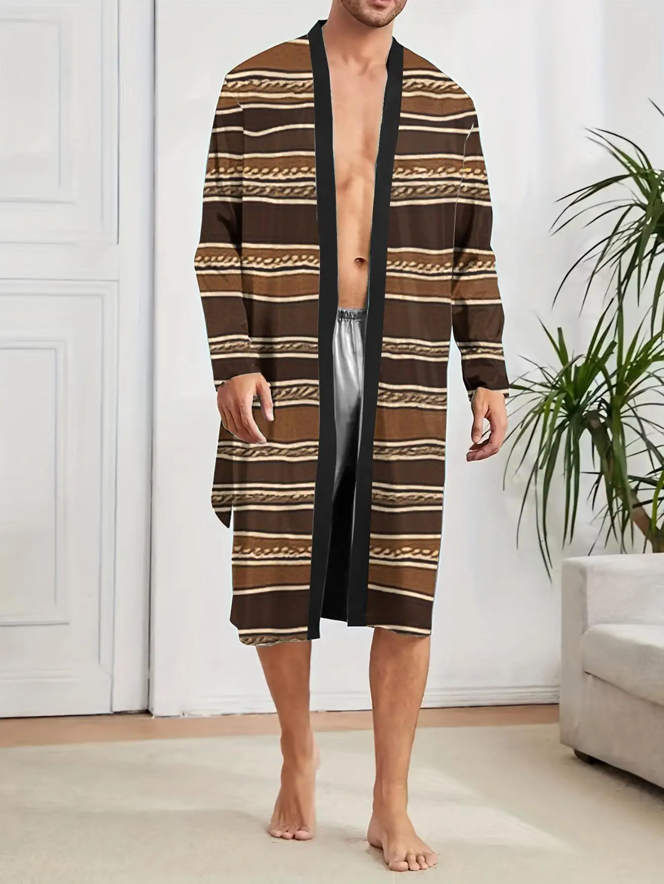 1pcs Men's Robes 2026 Spring/Summer robe Graphic Bathrobe men 3D Printed Polyester Bathrobe Long Nightgown Shower robe