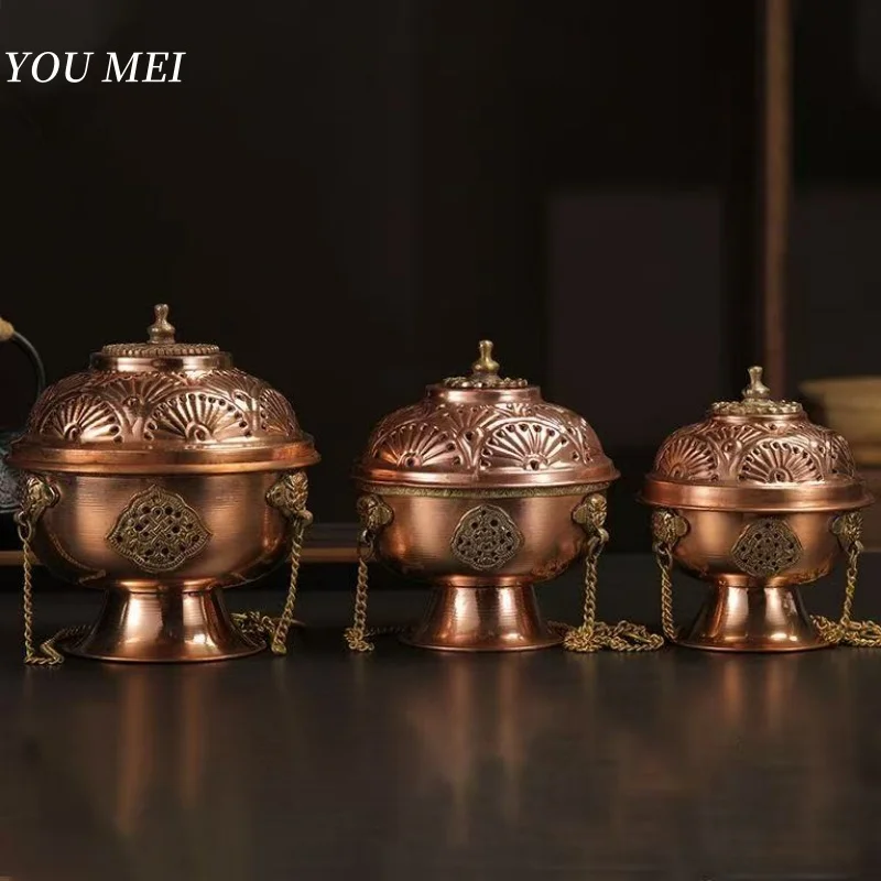 

Buddhism Hall Hanging Incense Burner Retro Copper Engraving Aromatherapy Stove Meditation Smoke Furnace Altars Buddhist Items