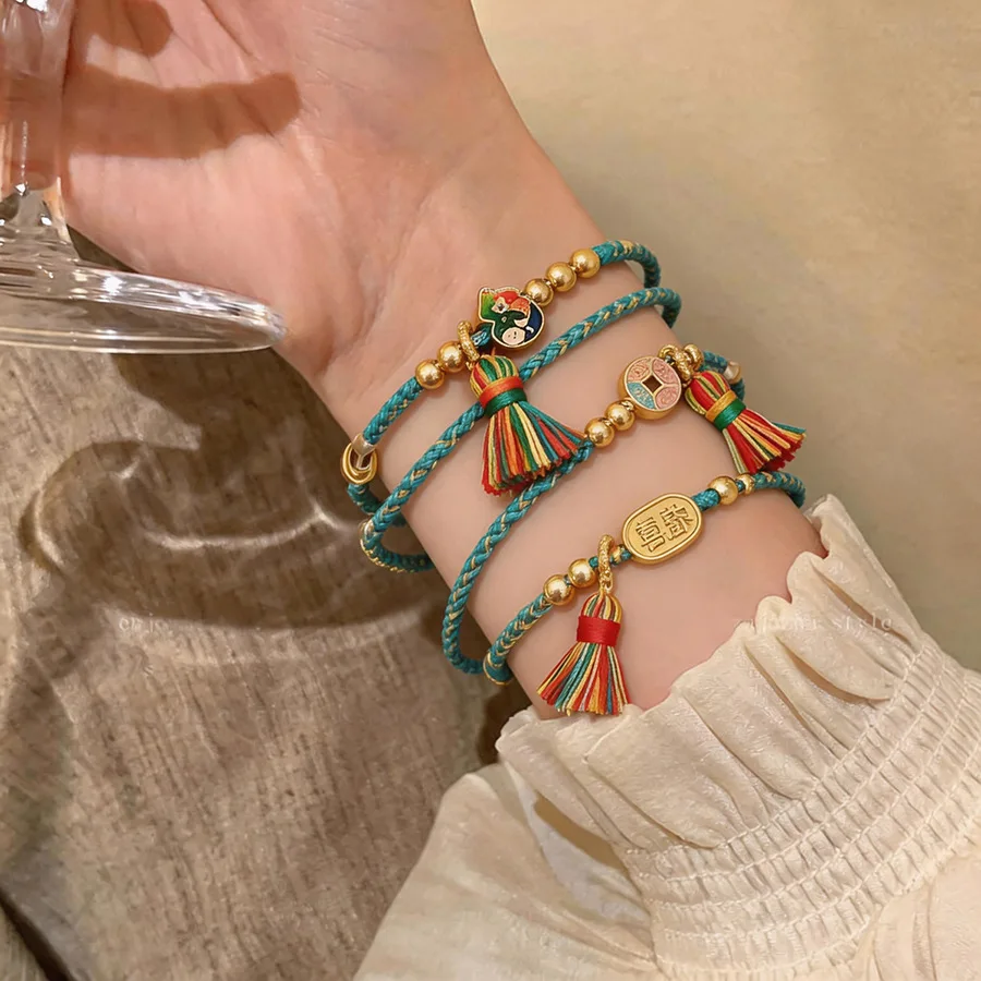 Multi-style Braided Rope Bracelets Women  Adjustable Woven Colorful Tassel Bangles Dragon Boat Festival Holiday Lucky Jewelry K