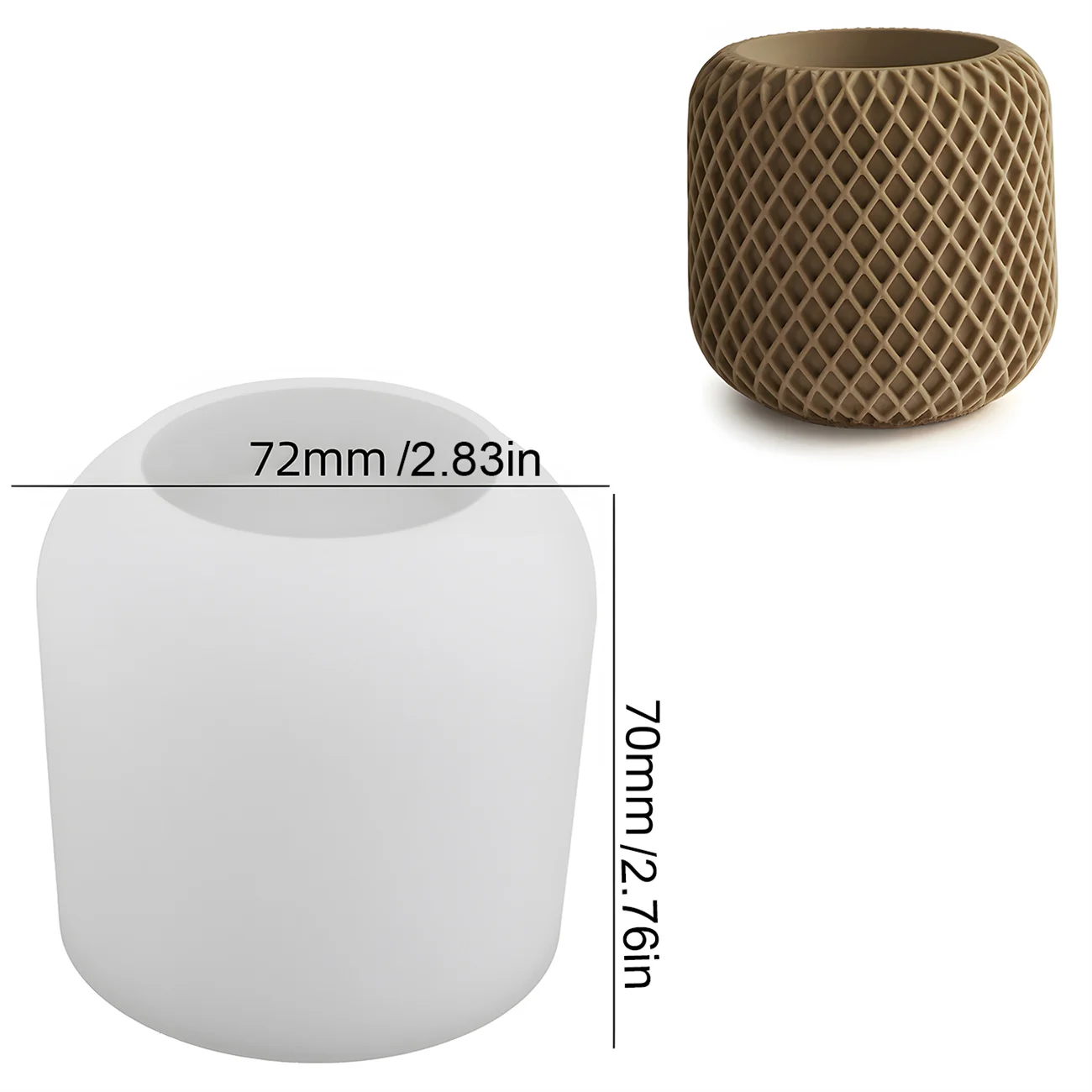 DIY Cylindrical Grid Texture Silicone Candle Cup Mold Succulent Potted Concrete Gypsum Mold Storage Box Resin Drip Mold