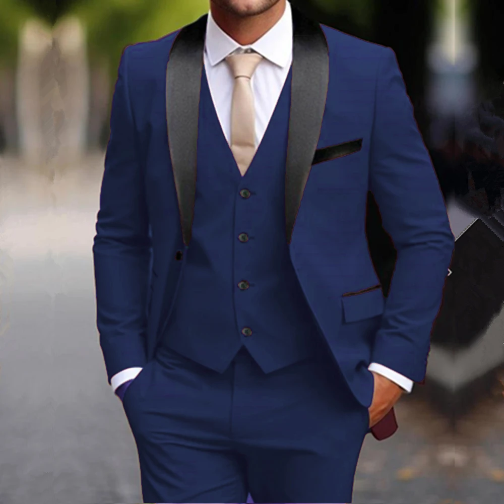 

Fashion Boutique Men Casual Business Suits Trousers Waistcoat / Male Solid Color Suit Blazers Jacket Coat Vest Pants 3 Pcs Sets