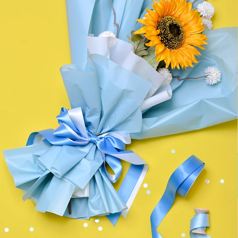 YAMA 25 28 32 38 mm 100yards/lot Double Face Satin Ribbon Light Blue 24 colorsfor Party Wedding Decoration Handmade Rose Flowers