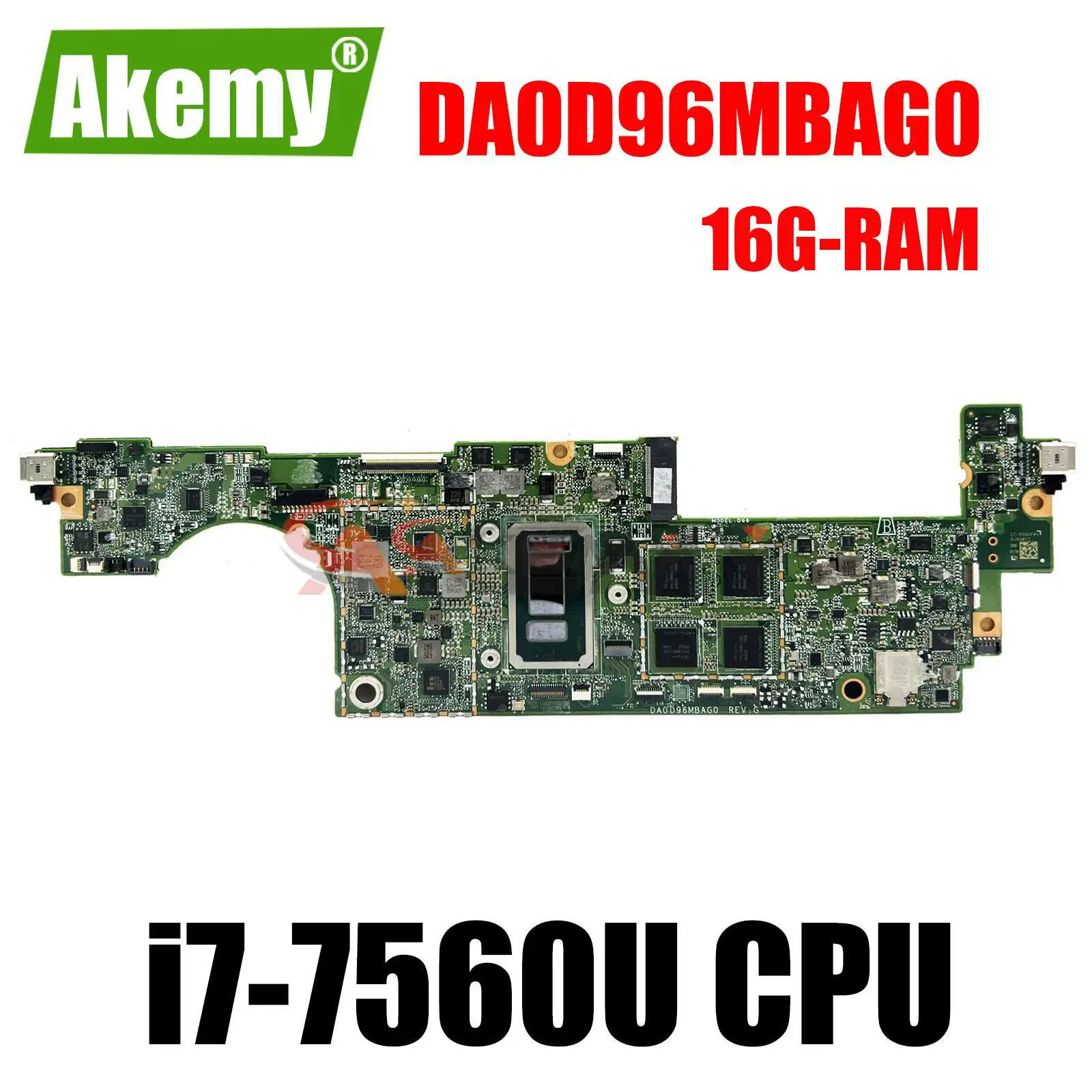 

DA0D96MBAG0 For HP Spectre X2 Detachable 12-C 12-C012DX Lapptop Motherboard With i7-7560U CPU 16GB RAM 920544-601 920545-601