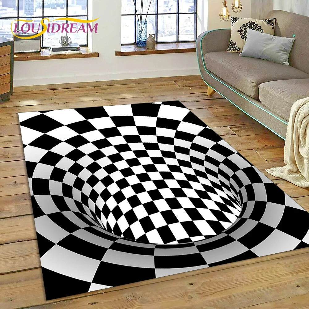 3D Vortex Visual Illusions Rug Carpet for Living Room Bedroom Home Decor,Floor Mat Non-slip Decoration for Sofa Kitchen Doormat