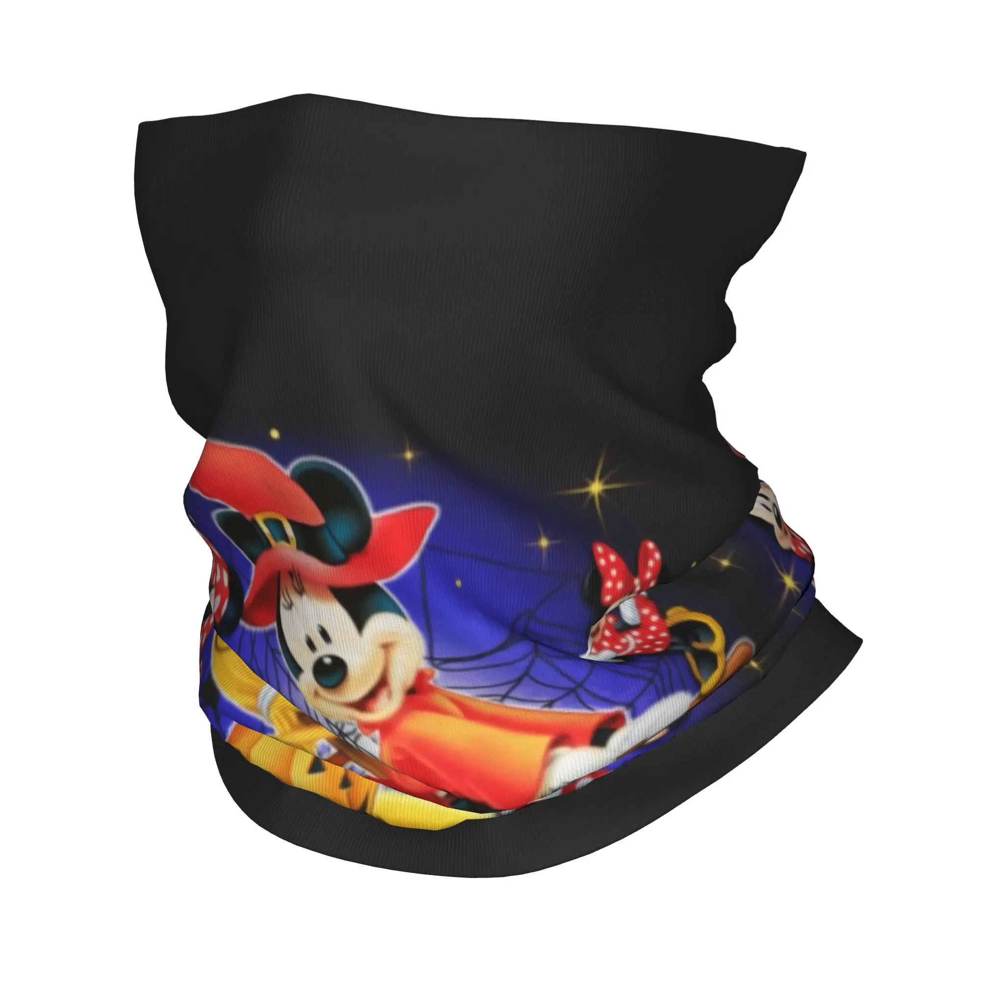 Custom Mickey Mouse Minnie Mouse Bandana Neck Warmer Men Women Winter Ski Hiking Scarf Gaiter Halloween Pumpkin Face Cover