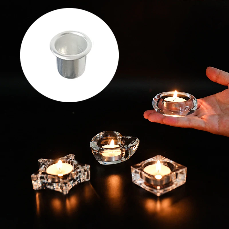 10Pcs Mini Round Candle Cup Silver DIY Candlestick Making Tray Holder Container Accessory Aluminium Home Party Decor Parts