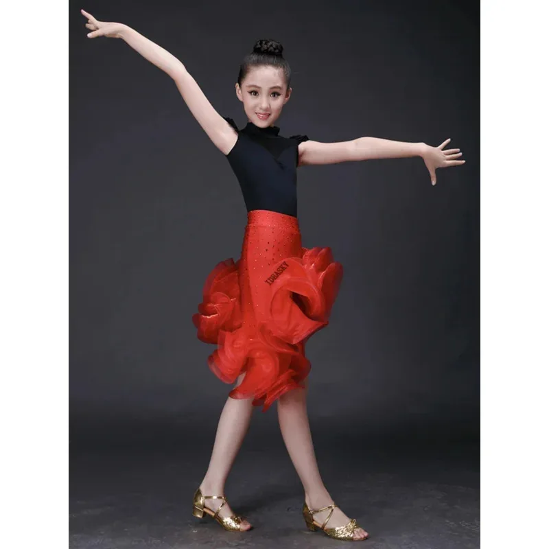 

Детское кружевное детское профессиональное платье для латинских танцев для девочек, юбка Flamengo, одежда для бальных танцев, сальса, танго, румба, самба, VMGH45